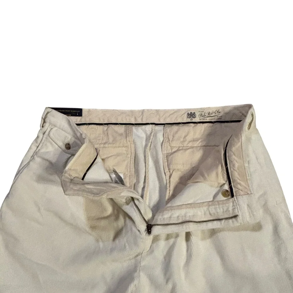 Polo Ralph Lauren Whitman Relaxed Fit Pleated Corduroy Pants Mens 36x29 White